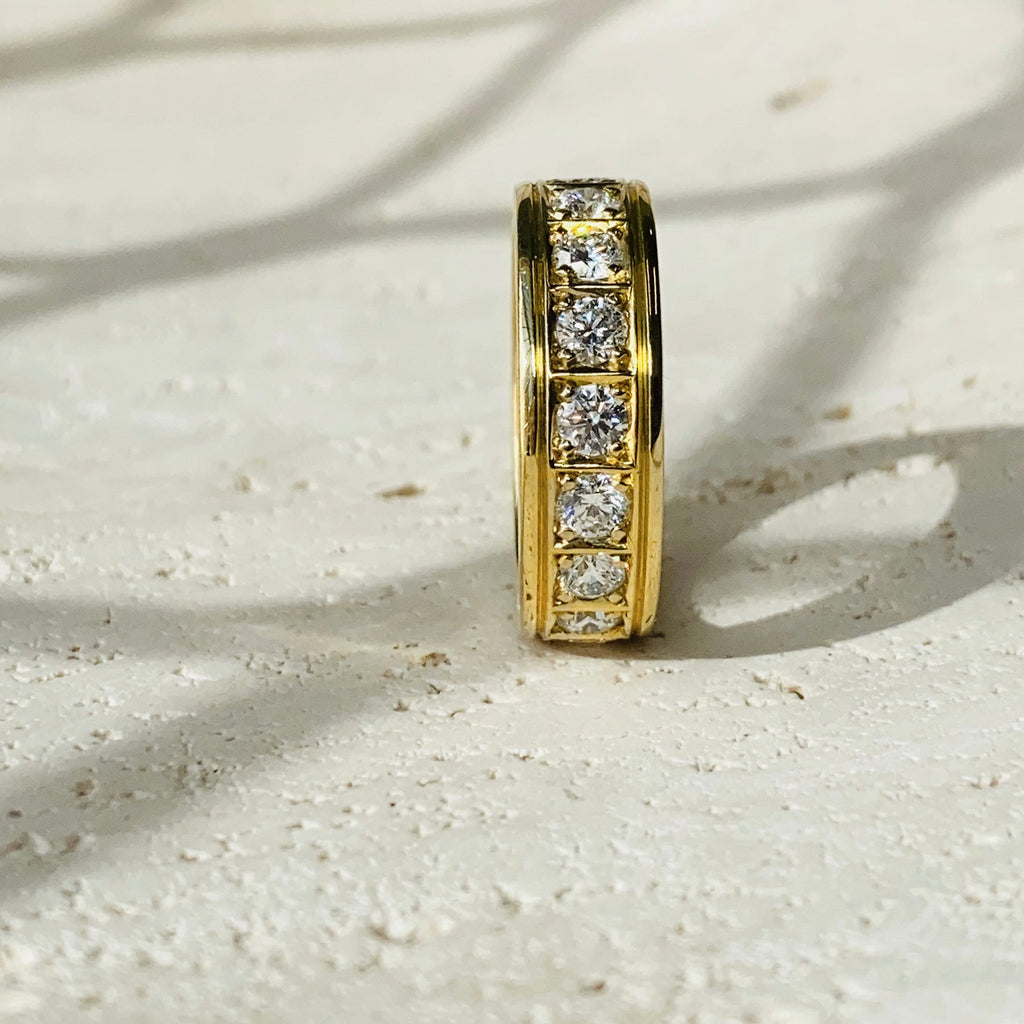 Diamond Ring Yellow Gold Cz Eternity Band Handmade Diamond Ring