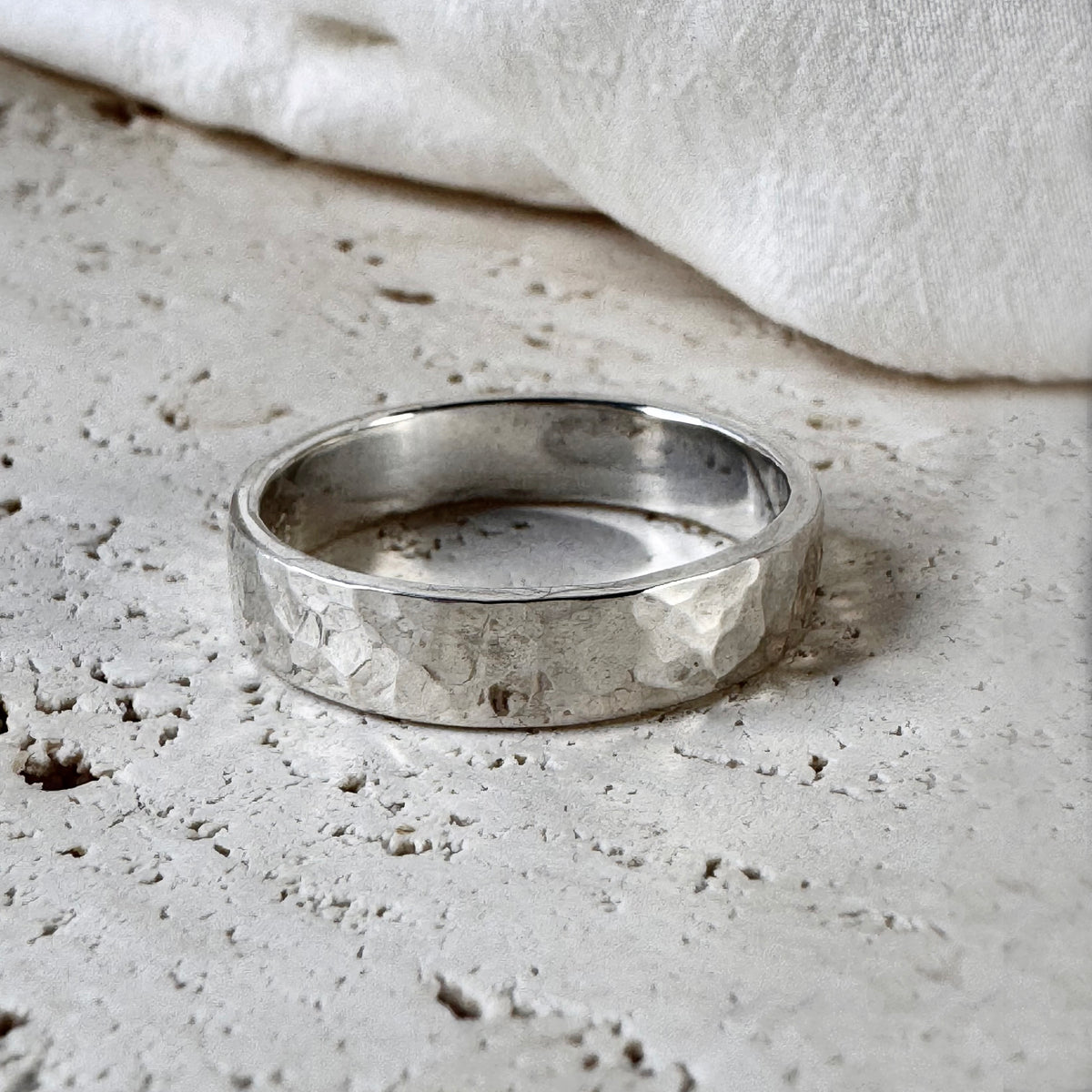 5mm Hammer Beaten Ring ~ Sterling Silver– Sargisons Jewellers