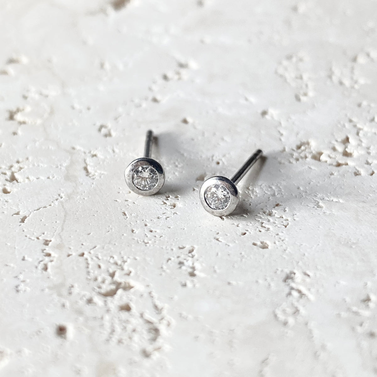 Bezel Set 18ct White Gold Diamond Studs– Sargisons Jewellers