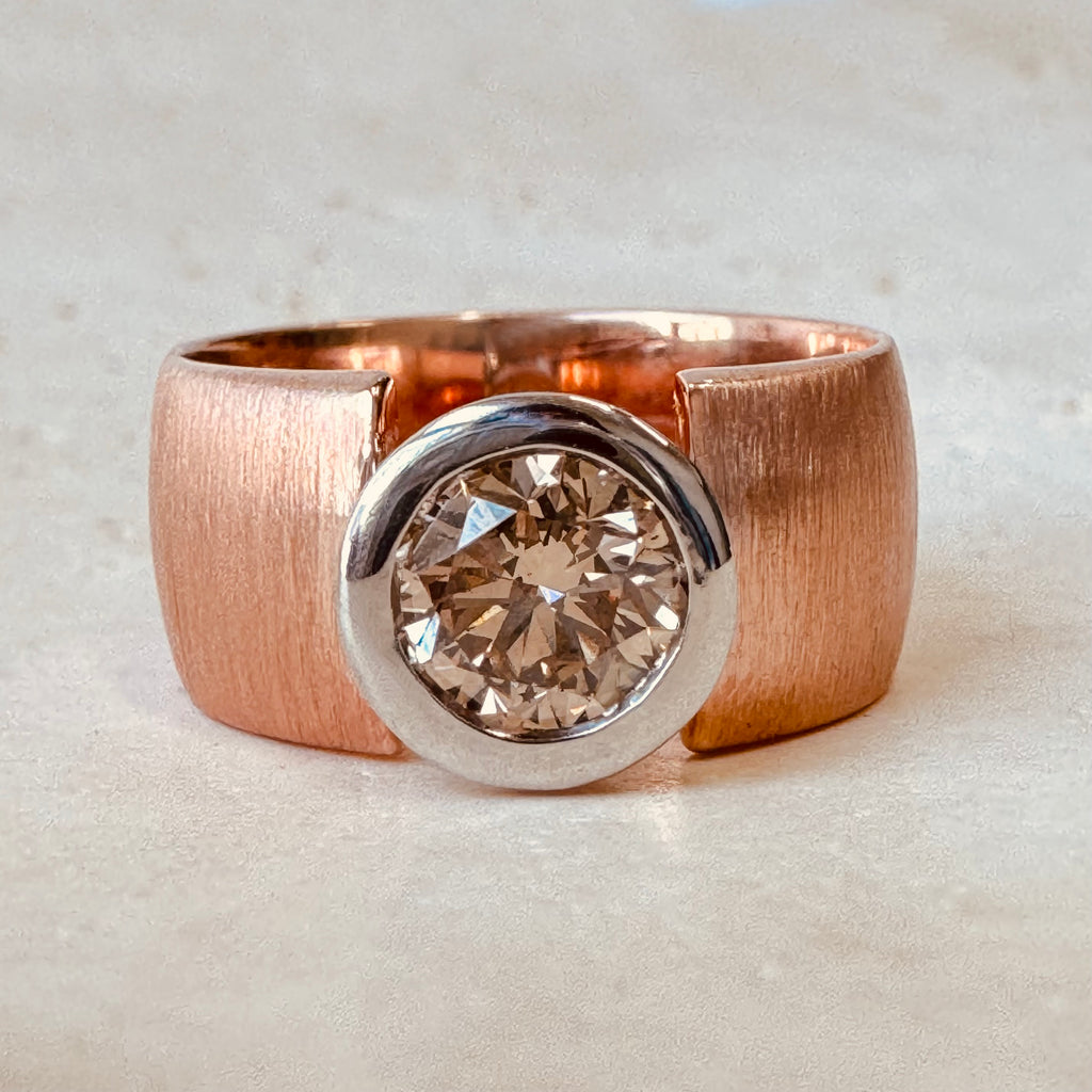 Cognac Diamond Solitaire Ring 9ct Rose Gold– Sargisons