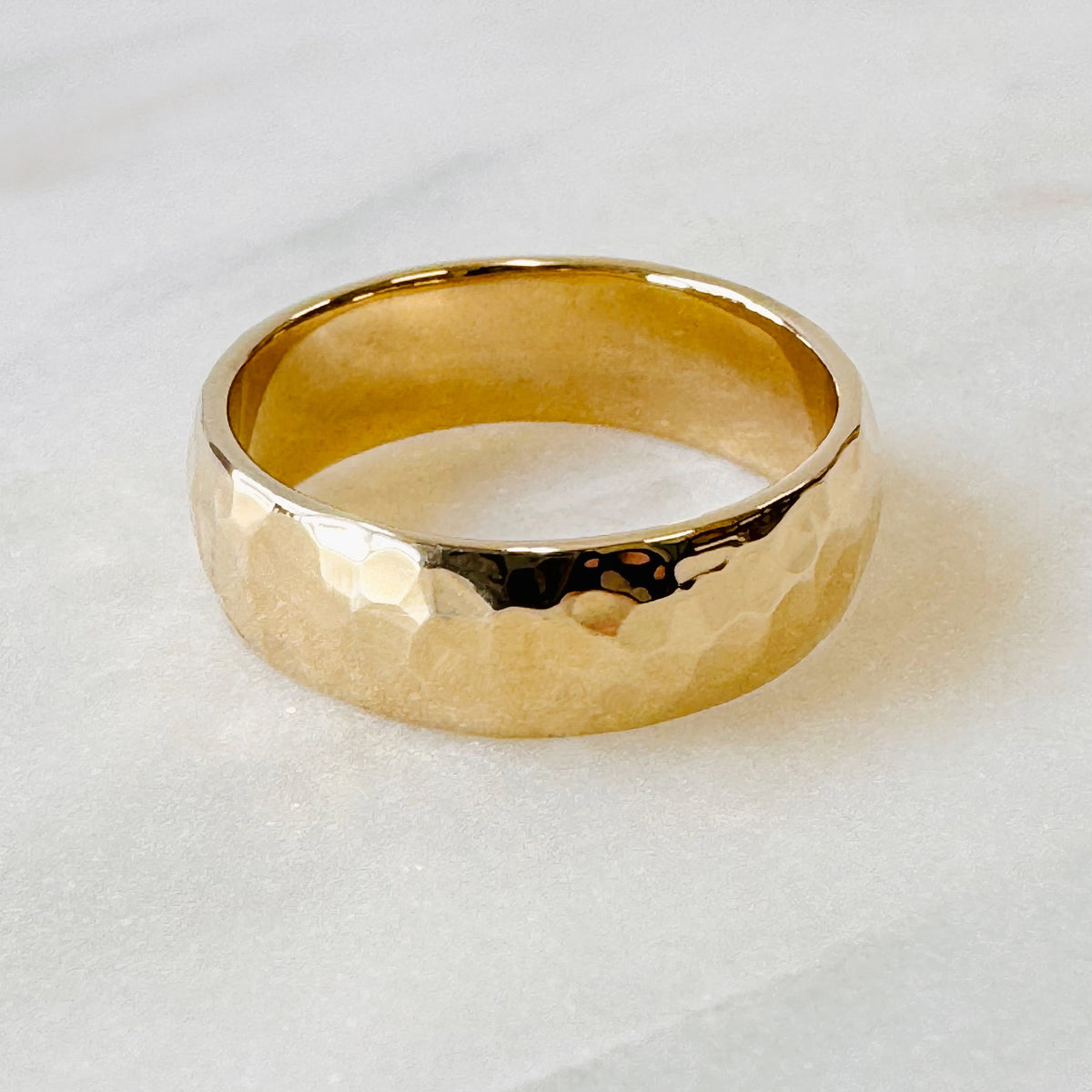 Handmade Hammer Beaten Ring 9ct Yellow Gold– Sargisons Jewellers