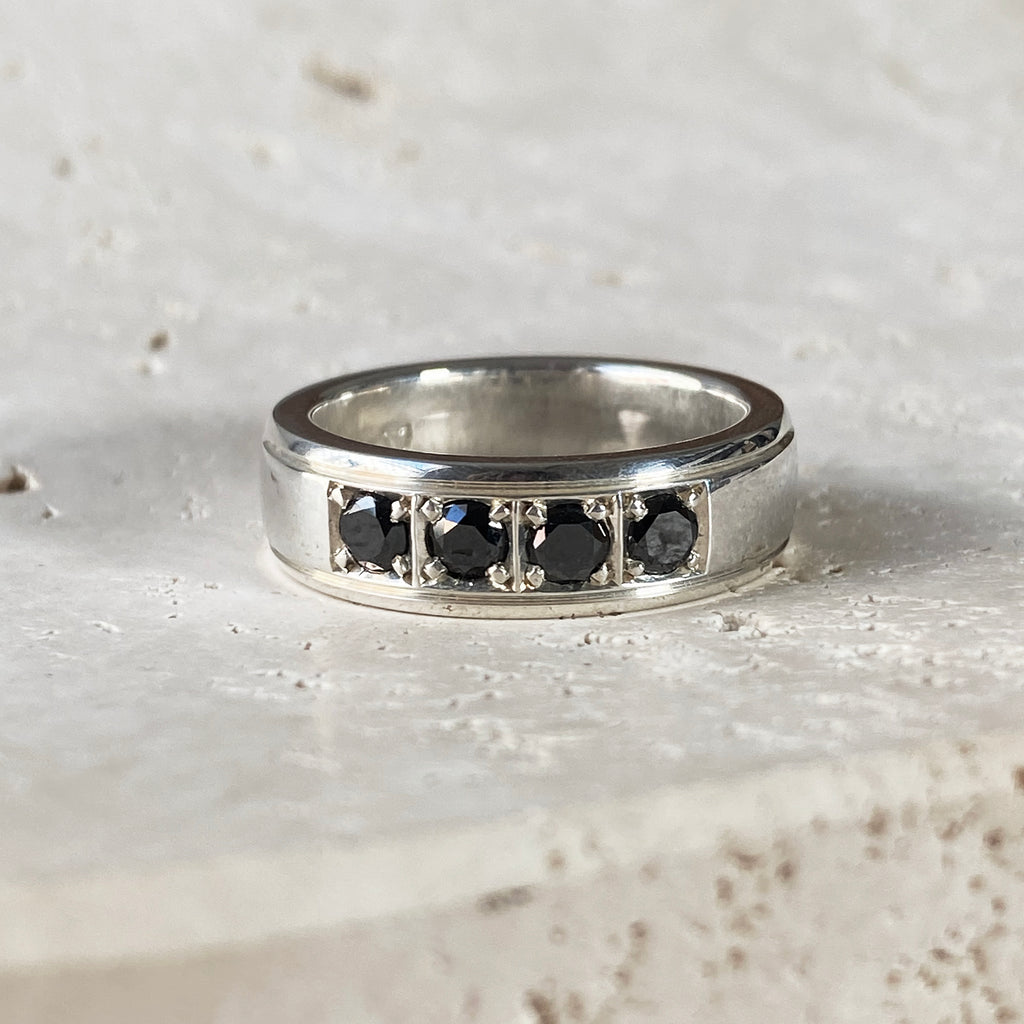 Black Diamond Ring Sterling Silver– Sargisons Jewellers