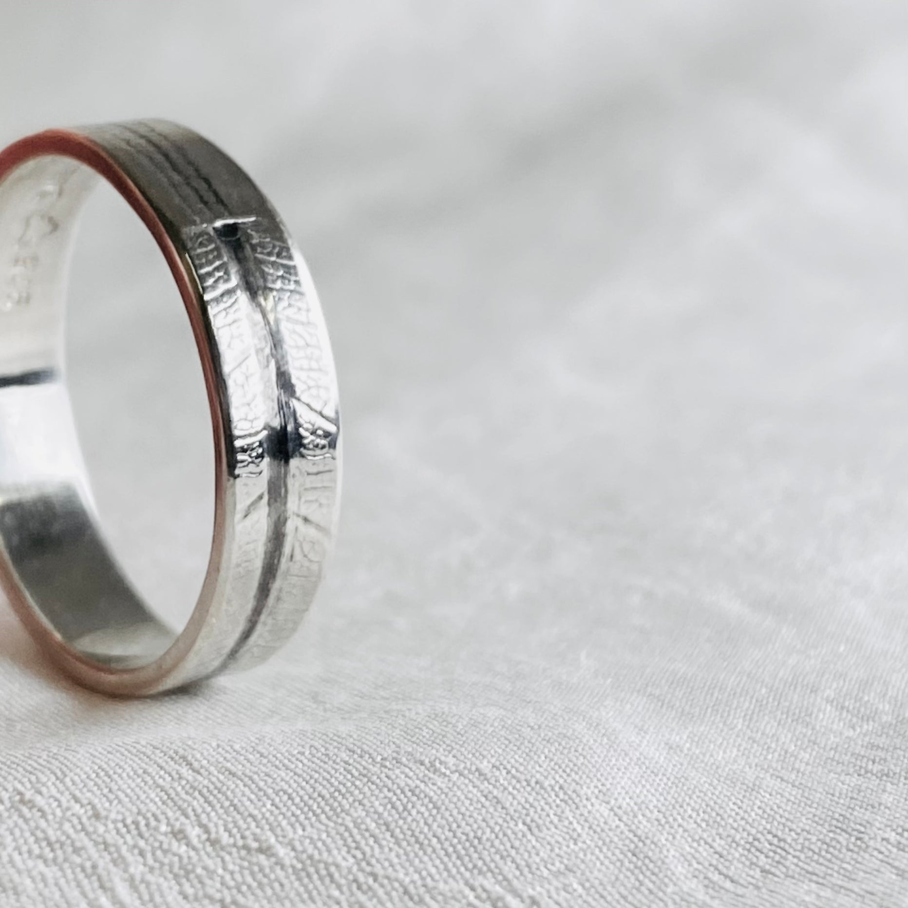 Handmade Leaf Imprint Ring ~ Sterling Silver– Sargisons Jewellers