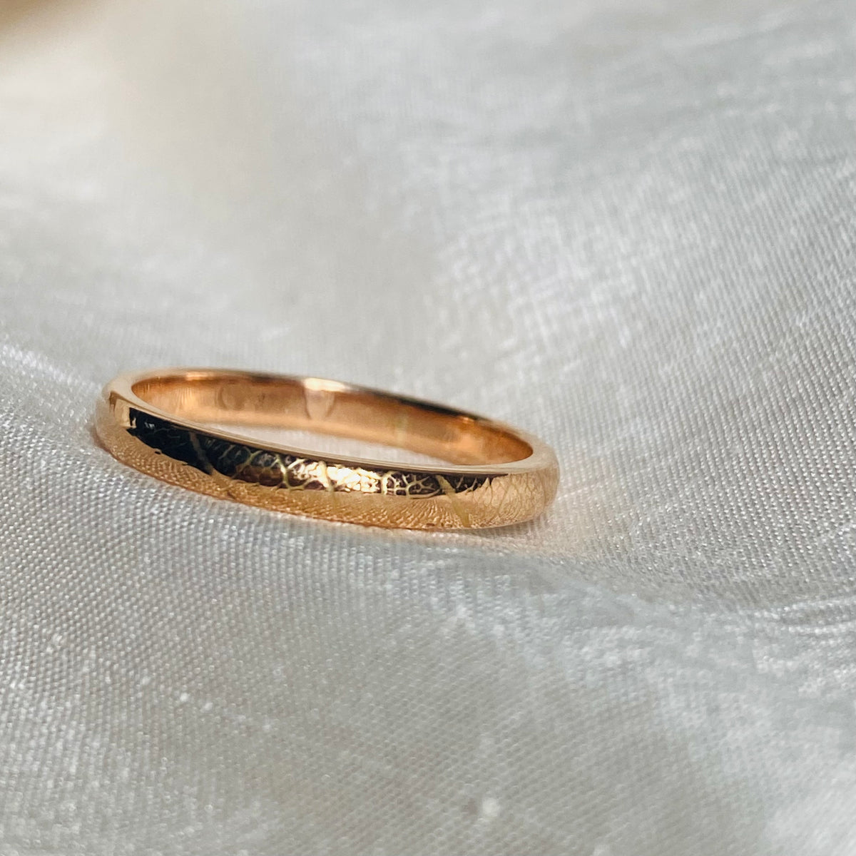 Handmade Leaf Imprint Ring ~ Rose Gold– Sargisons Jewellers