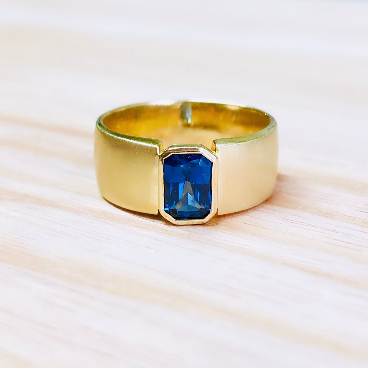 Emerald Cut Australian Sapphire Ring in Yellow Gold Sargisons Jewellers