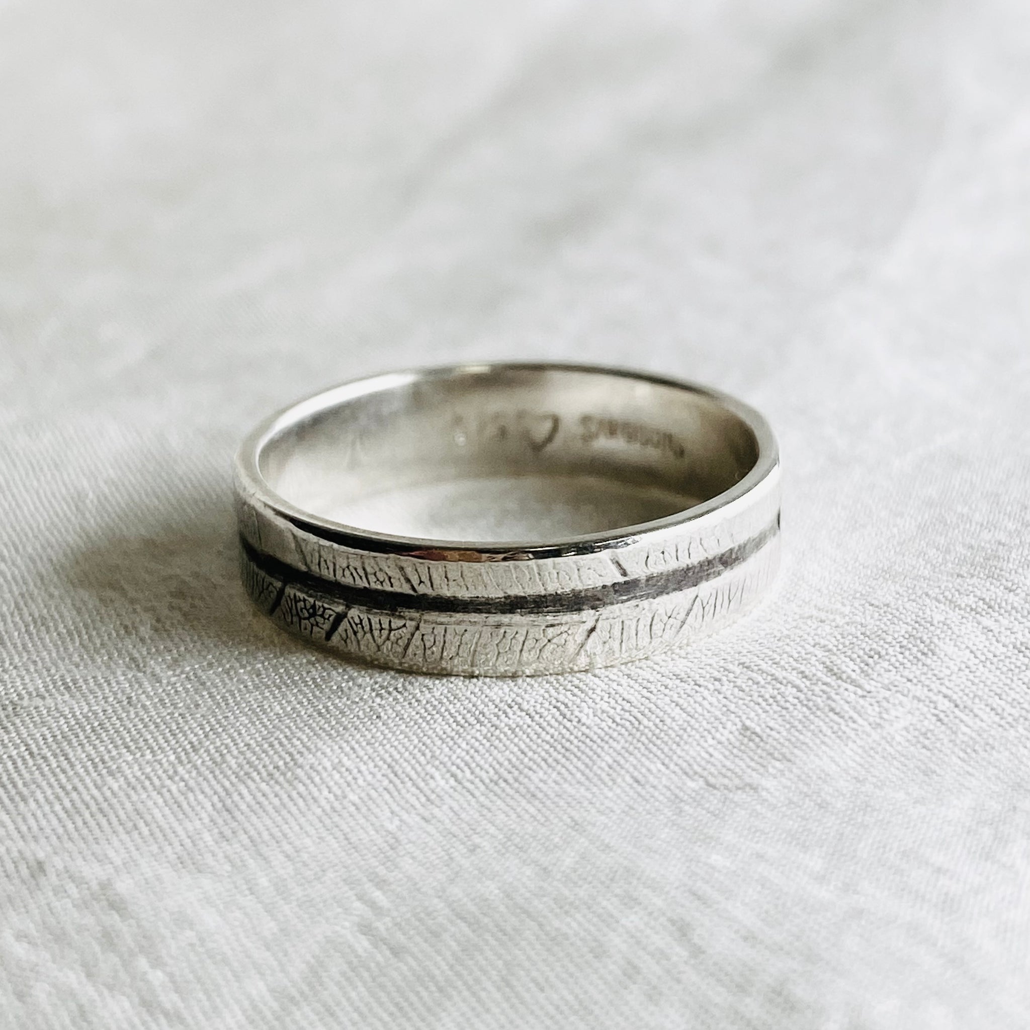 Handmade Leaf Imprint Ring ~ Sterling Silver– Sargisons Jewellers