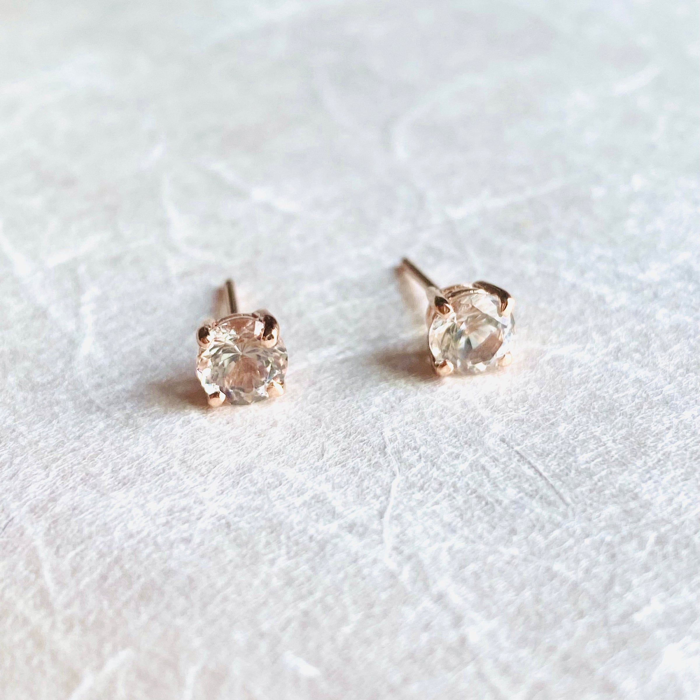 6mm Flinders Island White Topaz Rose Gold Studs main image 0